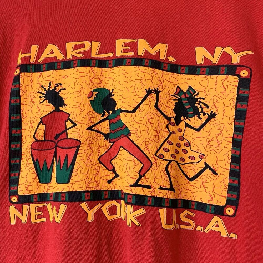 Rock Way T-Shirt 100% Cotton Red 2X Ethnic Graphic "Harlem, NY" Bohemian